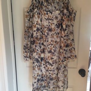 MSK floral cold shoulder print dress